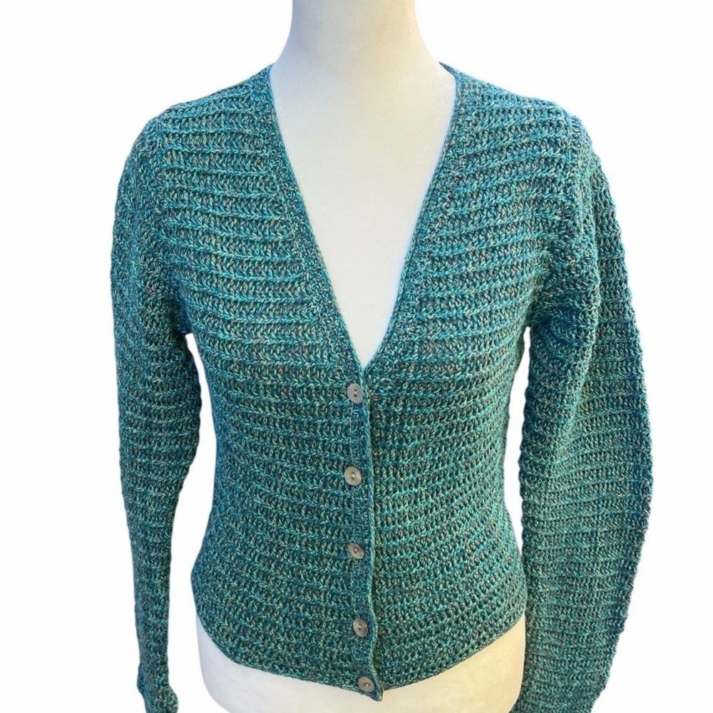 Vince Teal Button-Up Cardigan